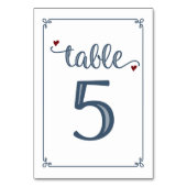 "Tabel 5" Stoffig Blauw & Donkerrood Kaart (Voorkant)