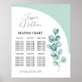 Tabel 6 Zitplaatsen Plan bruiloft Eucalyptus blade Poster (Voorkant)