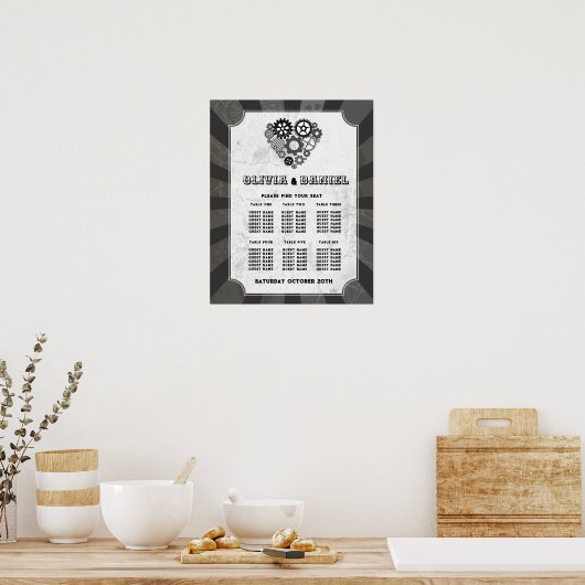 Tabel 6 Zitplan bruiloft Steampunk bruiloft Poster (Keuken)