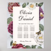 Tabel 6 Zitplan Trouwen Bloemen Vlinder Poster (Voorkant)