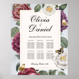 Tabel 6 Zitplan Trouwen Bloemen Vlinder Poster