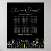 Tabel 6 Zitplan Wedding Wildflowers Donker Poster (Voorkant)