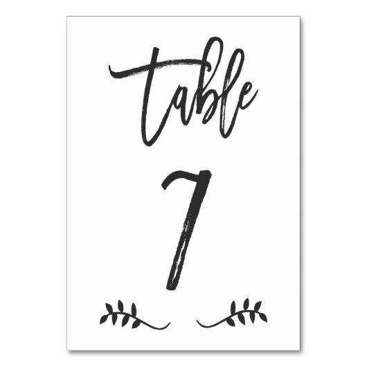 Tabel 7 | Eenvoudig zwart handschrift geborstelde  Kaart (Voorkant)