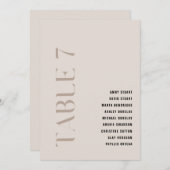 Tabel 7 Modern Bold Beige Trouwtafel Nummer Kaart (Voorkant / Achterkant)