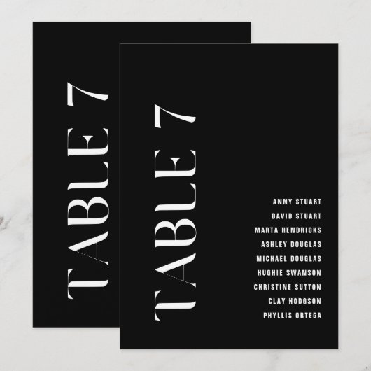 Tabel 7 Modern vet Trouwtafel nummer Kaart (Voorkant / Achterkant)