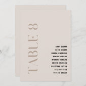 Tabel 8 Modern Bold Beige Trouwtafel Nummer Kaart (Voorkant / Achterkant)