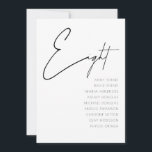 Tabel 8 sjabloon voor moderne weddenschappen kaart<br><div class="desc">Deze aanpasbare elegante Tabel acht zwarte en witte sjabloon met een prachtige handgeschreven cursieve lettersoort. Wedding Table Seating Card zal een geweldige aanvulling zijn op het decor van een bruiloft. Al tekst is volledig editable, zodat kunt u gastnamen gemakkelijk veranderen, enkel klik "deze sjabloon aanpassen". De kaarten van het aantal...</div>