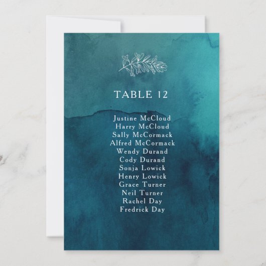 Tabel aantal zitplaatsen bij Moody Ocean Waterverf (Achterkant)