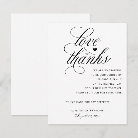 Tabel bedankt kaarten | Koninklijke kalligrafie (z (Voorkant / Achterkant)