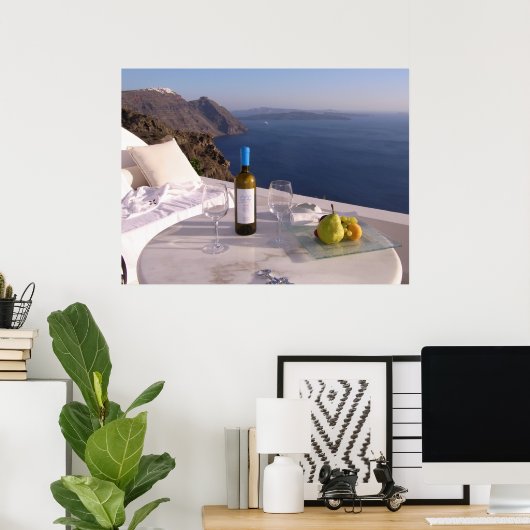 Tabel bij Santorini Poster (Thuiskantoor)