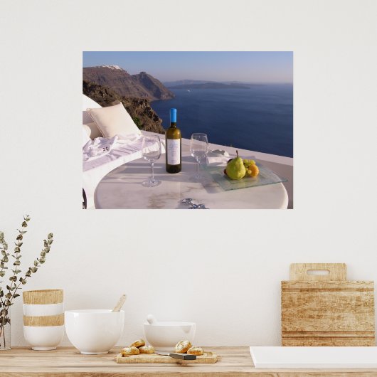 Tabel bij Santorini Poster (Keuken)