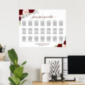 Tabel Burgundy Blush Boho Floral Seating Chart Poster (Thuiskantoor)