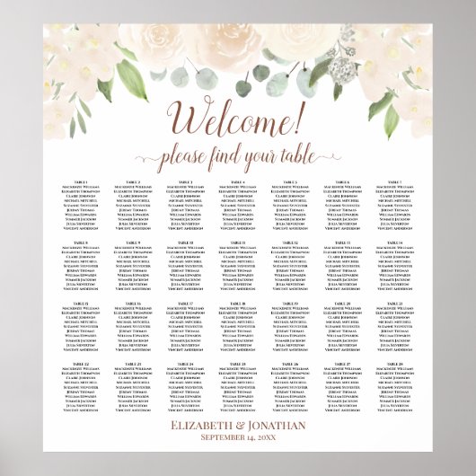 Tabel Champagne Blush Boho Floral Seating Chart Poster (Voorkant)