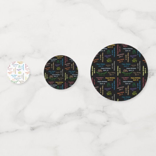 Tabel Confetti april, 15 oktober (Voorkanten)