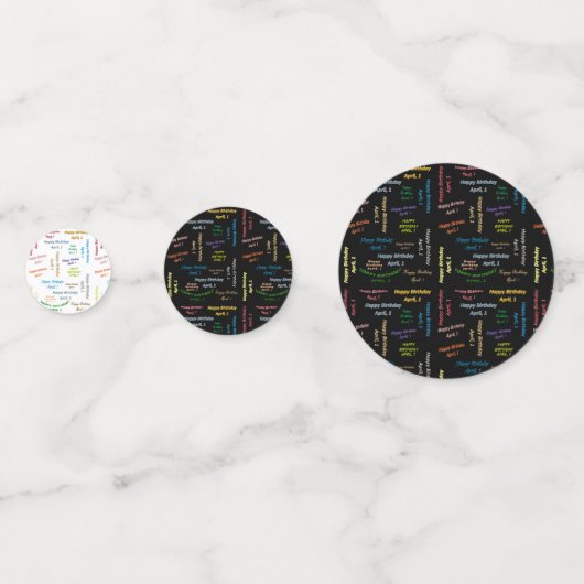 Tabel Confetti april, 1 verjaardag (Voorkanten)