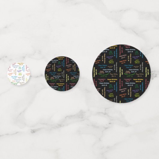 Tabel Confetti april, 28 oktober (Voorkanten)