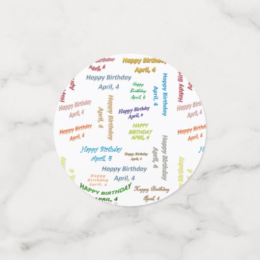 Tabel Confetti april, 4 zondag (Kleine voorkant)