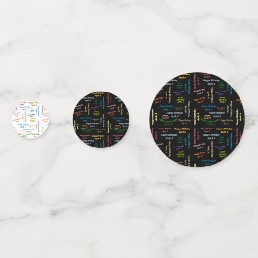 Tabel Confetti april, 6 zondag (Voorkanten)