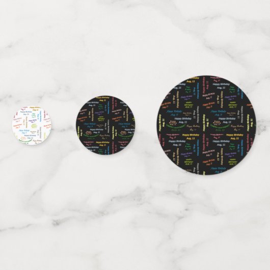 Tabel Confetti augustus, 11 verjaardag (Voorkanten)