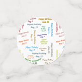 Tabel Confetti augustus, 11 verjaardag (Kleine voorkant)