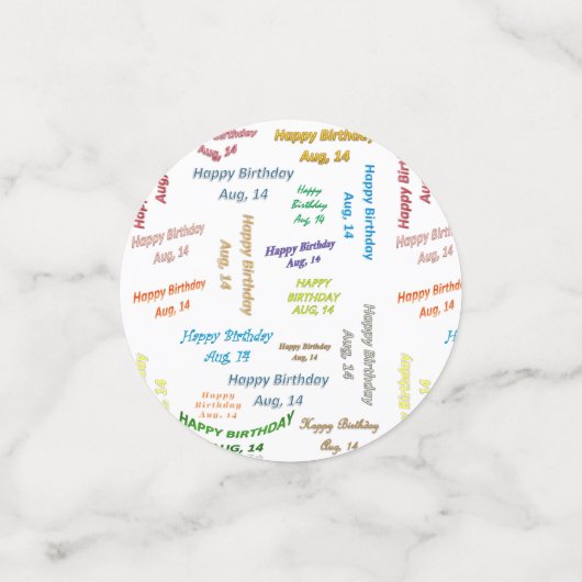 Tabel Confetti augustus, 14 februari (Kleine voorkant)