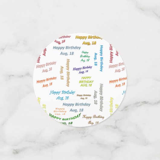 Tabel Confetti augustus, 18 oktober (Kleine voorkant)