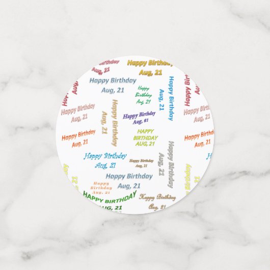 Tabel Confetti augustus, 21 zondag (Kleine voorkant)