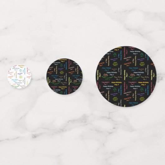 Tabel Confetti augustus, 2 zondag (Voorkanten)