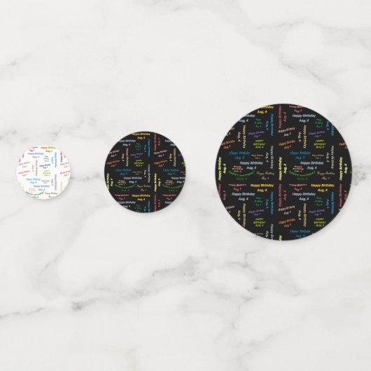 Tabel Confetti Augustus, 4 Geboortedag (Voorkanten)