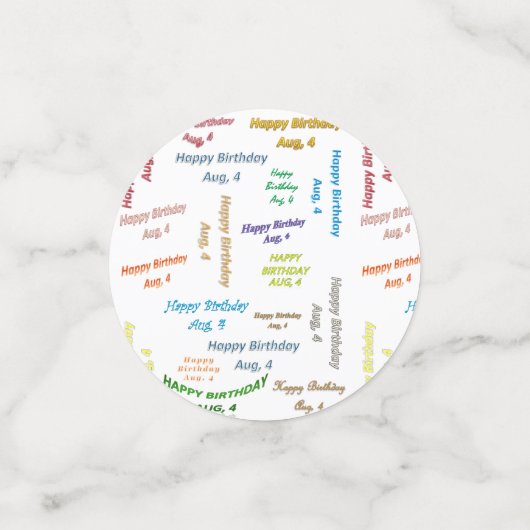 Tabel Confetti Augustus, 4 Geboortedag (Kleine voorkant)