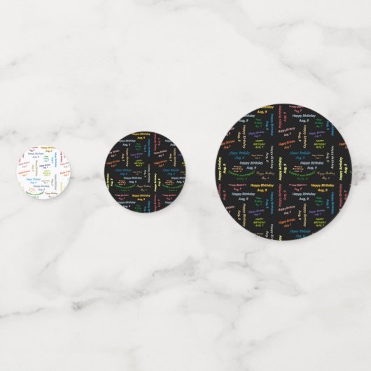 Tabel Confetti Augustus, 9 Geboortedag (Voorkanten)