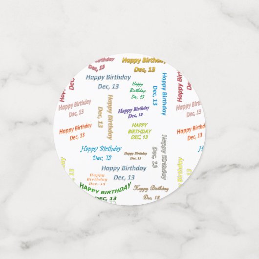 Tabel Confetti december, 13 oktober (Kleine voorkant)