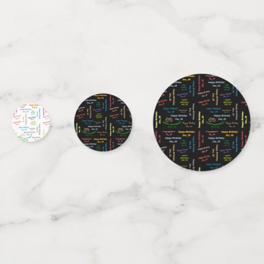 Tabel Confetti december, 20 zondag (Voorkanten)