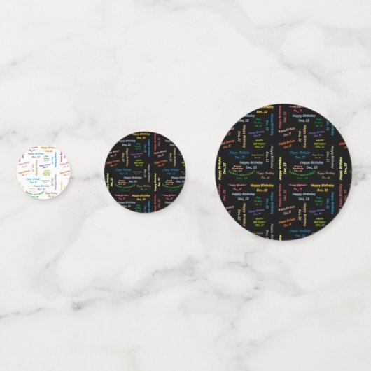 Tabel Confetti december, 22 zondag (Voorkanten)