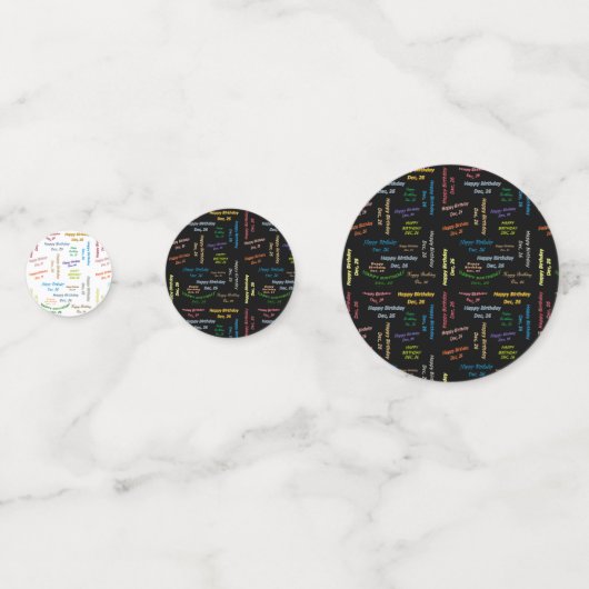 Tabel Confetti december, 26 oktober (Voorkanten)