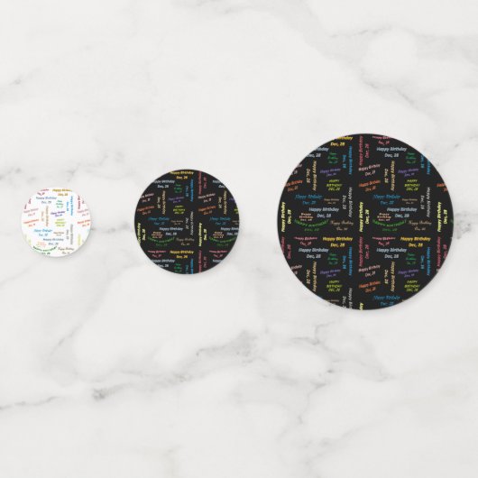 Tabel Confetti december, 28 zondag (Voorkanten)