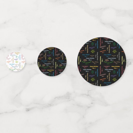 Tabel Confetti februari, 1 verjaardag (Voorkanten)