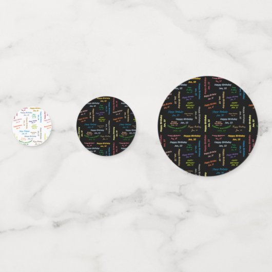 Tabel Confetti Januari, 10 Geboortedag (Voorkanten)