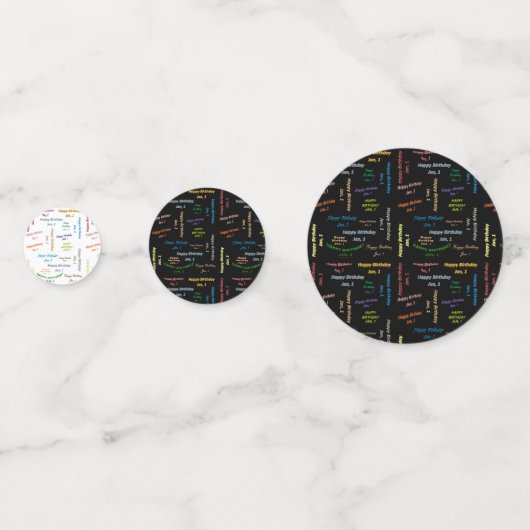 Tabel Confetti Januari, 1 Geboortedag (Voorkanten)