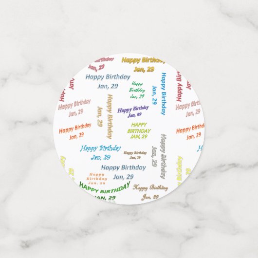 Tabel Confetti januari, 29 oktober (Kleine voorkant)