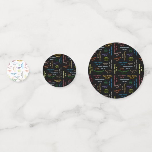 Tabel Confetti Januari, 30 Geboortedag (Voorkanten)