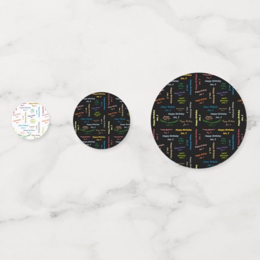 Tabel Confetti Januari, 3 Geboortedag (Voorkanten)