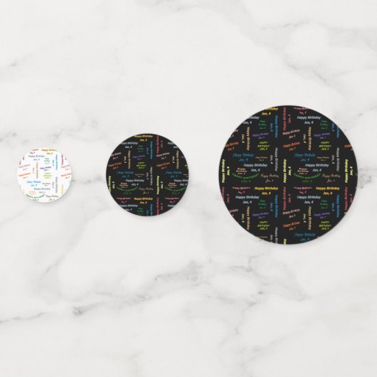 Tabel Confetti Januari, 4 Geboortedag (Voorkanten)