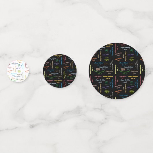 Tabel Confetti Januari, 9 Geboortedag (Voorkanten)