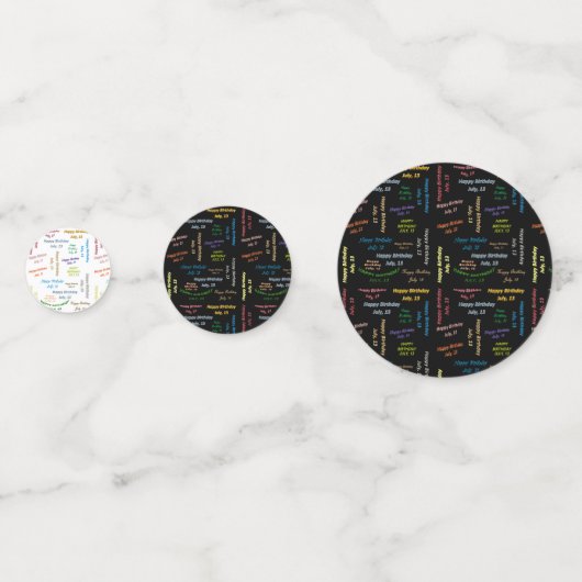 Tabel Confetti juli, 13 oktober (Voorkanten)