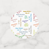 Tabel Confetti juli,15 geboortedag (Kleine voorkant)