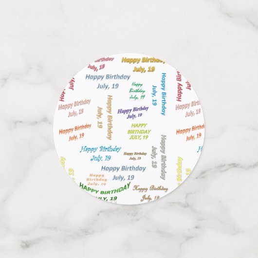 Tabel Confetti juli, 19 oktober (Kleine voorkant)