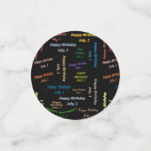 Tabel Confetti juli, 1 verjaardag (Kleine voorkant)