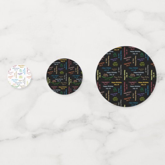 Tabel Confetti juli, 22 oktober (Voorkanten)