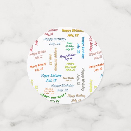 Tabel Confetti juli, 22 oktober (Kleine voorkant)